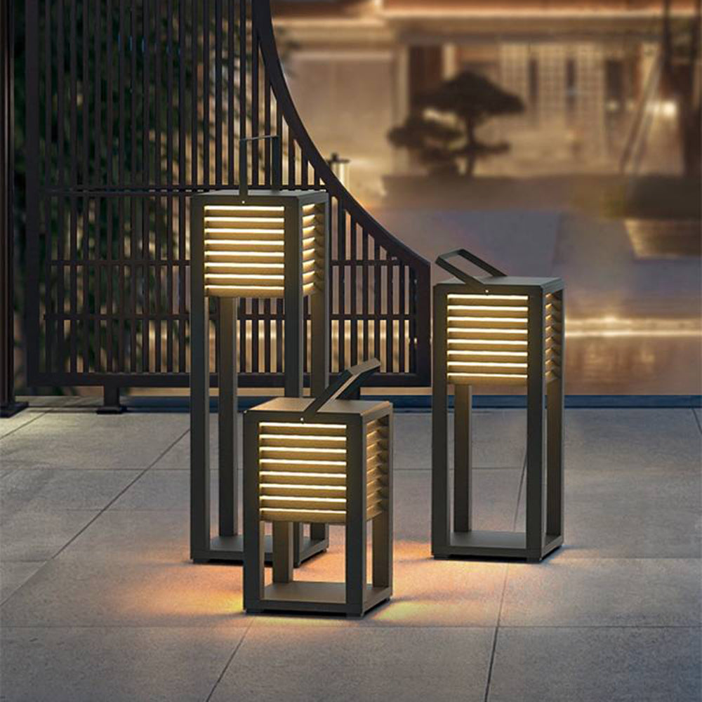 Ray Vintage Cuboid Metal Outdoor Floor Lamp, Black - Neutral Decor