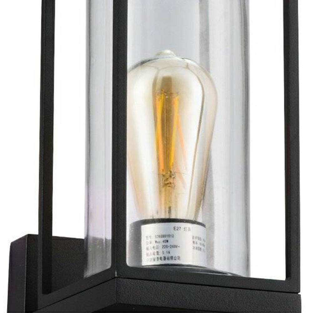 Ray Modern Rectangular Metal Outdoor Wall Lamp, Black - Neutral Decor