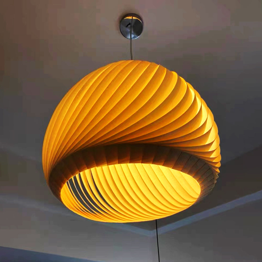 Muto Farmhouse Semi Metal Pendant Light, Brown/Wood - Neutral Decor
