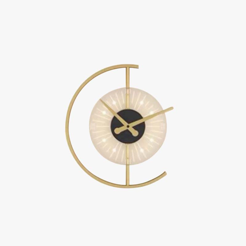 Arisha Modern Clock Metal/Acrylic LED Wall Lamp, Black/Gold - Neutral Decor