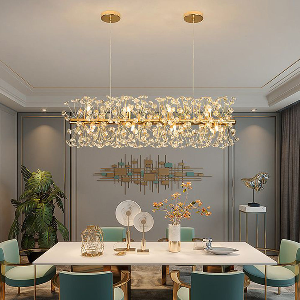 Arisha Luxury Lineal/Flower Chandelier, Gold, Metal/Crystal - Neutral Decor