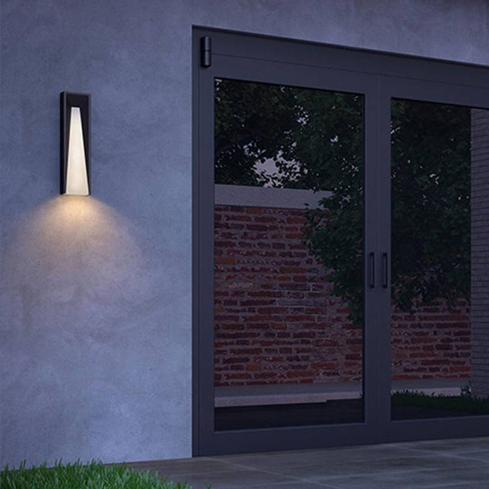 Ray Modern Rectangular Metal Outdoor Wall Lamp, Black/White - Neutral Decor