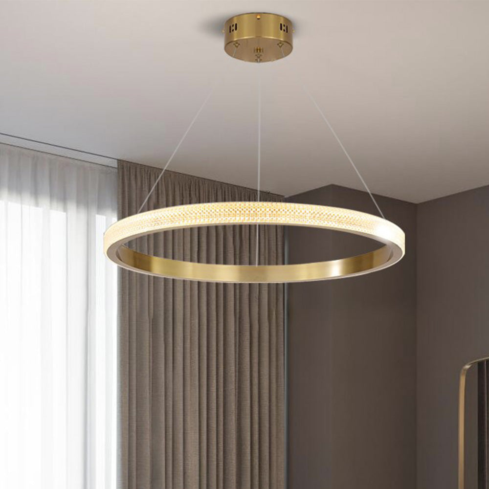 Kristy Modern Ring Metal/Arcylic LED Pendant Light, Black/Gold - Neutral Decor