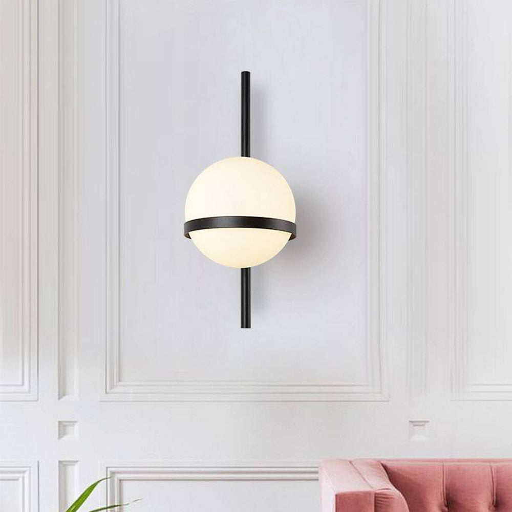 Ray Modern Globe Metal/Acrylic Solar Outdoor Wall Lamp Plant Pot, Black/White - Neutral Decor