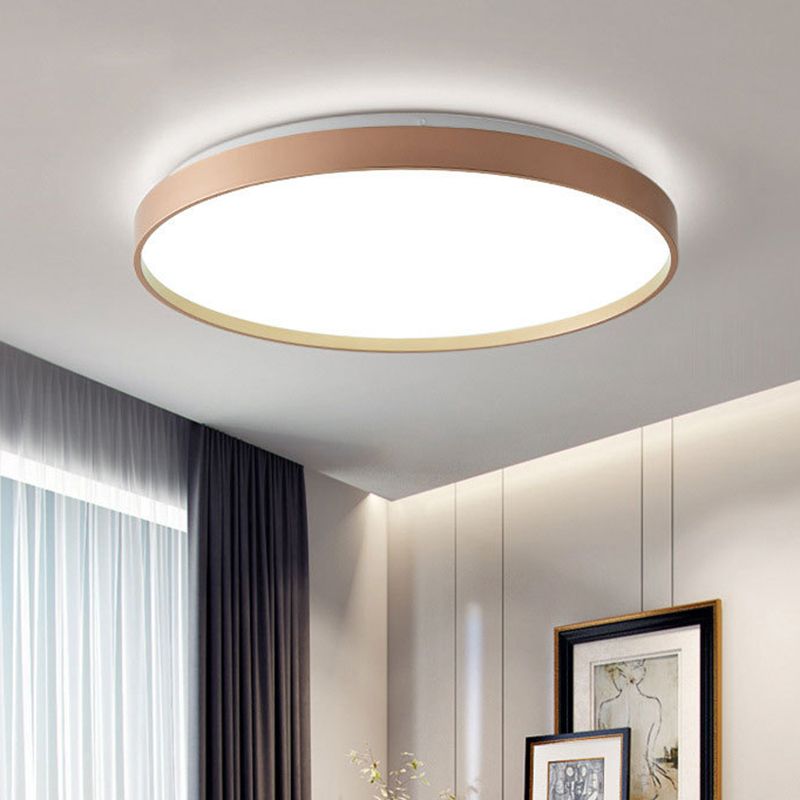 Arisha Minimalist Round Metal/Acrylic Flush Mount Ceiling Light, White/Coffee/Grey/Gold - Neutral Decor