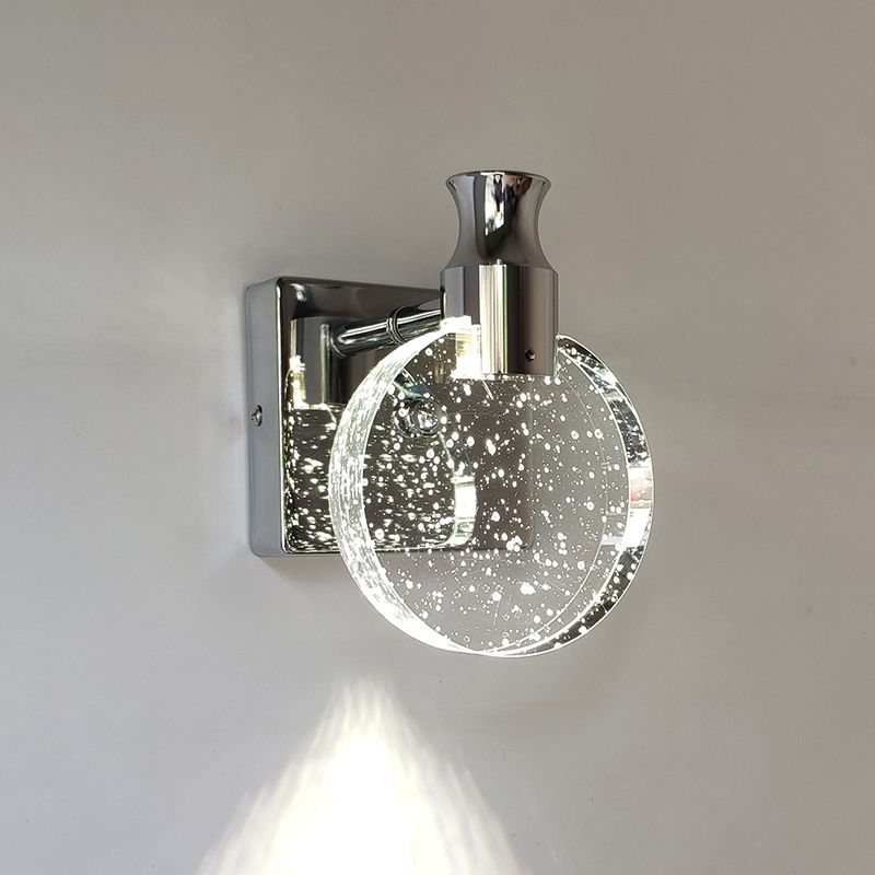 Kristy Modern Round Crystal Vanity Wall Lamp, Gold/Chrome - Neutral Decor