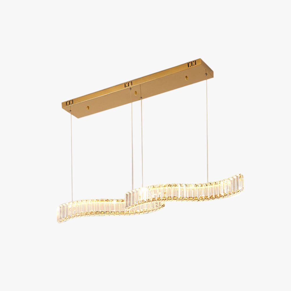 Kristy Luxury Wave Crystal/Metal Pendant Light, Silver/Gold - Neutral Decor