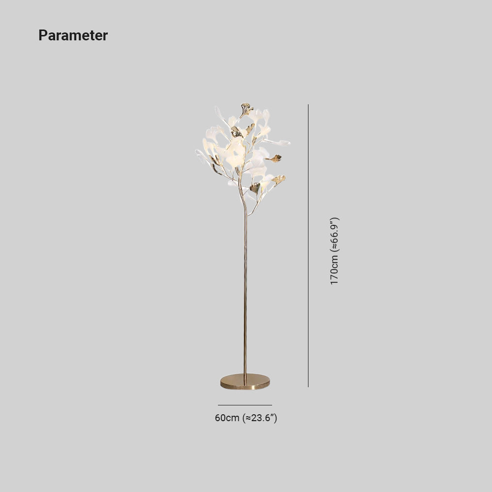Olivia Floor Lamp Leaf Artistic, Ceramic/Metal, White/Gold, Study - Neutral Decor