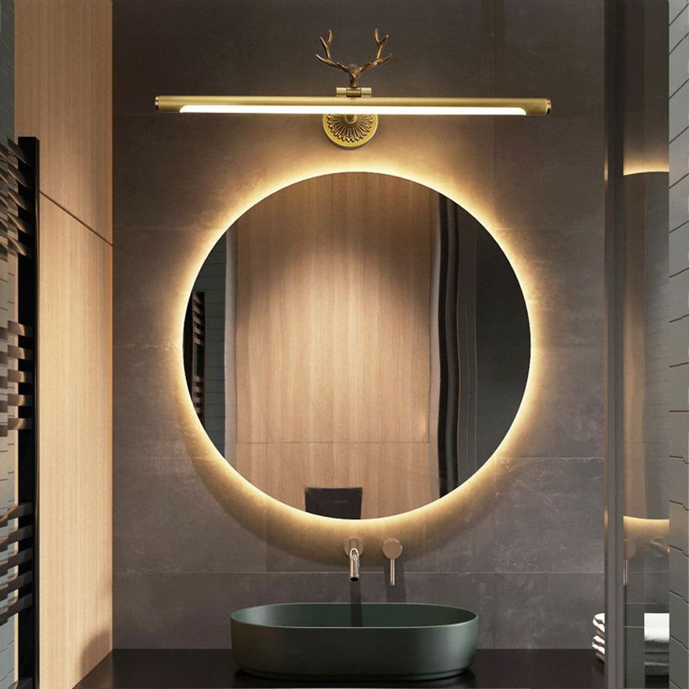 Arisha Modern Staghorn Shaped Vanity Mirror Front Wall Lamp, Black/Brass - Neutral Decor