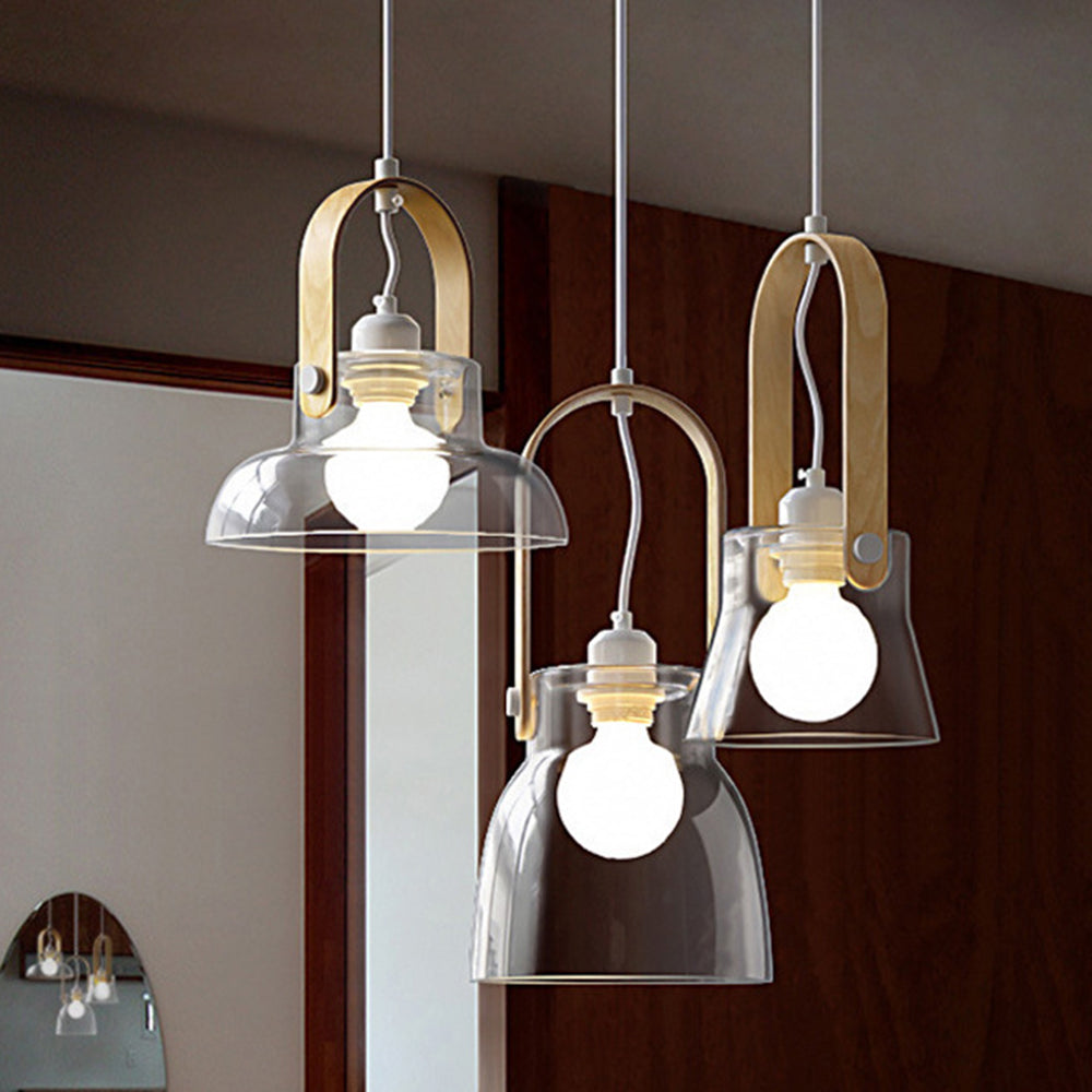 Valentina Minimalist Bowl Shaped Glass Pendant Light, Clear - Neutral Decor