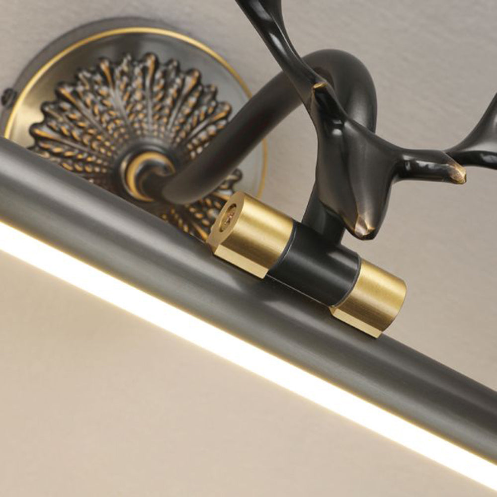 Arisha Modern Staghorn Shaped Vanity Mirror Front Wall Lamp, Black/Brass - Neutral Decor
