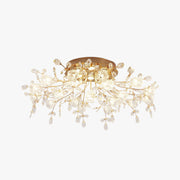 Arisha Art Deco Elegant Golden Crystal Flower Flush Mount Ceiling Light - Neutral Decor