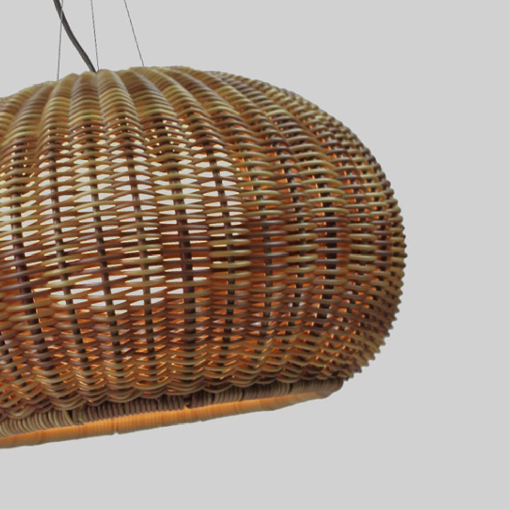 Ray Retro Lantern Gold Pendant Light, Bamboo/Acrylic - Neutral Decor