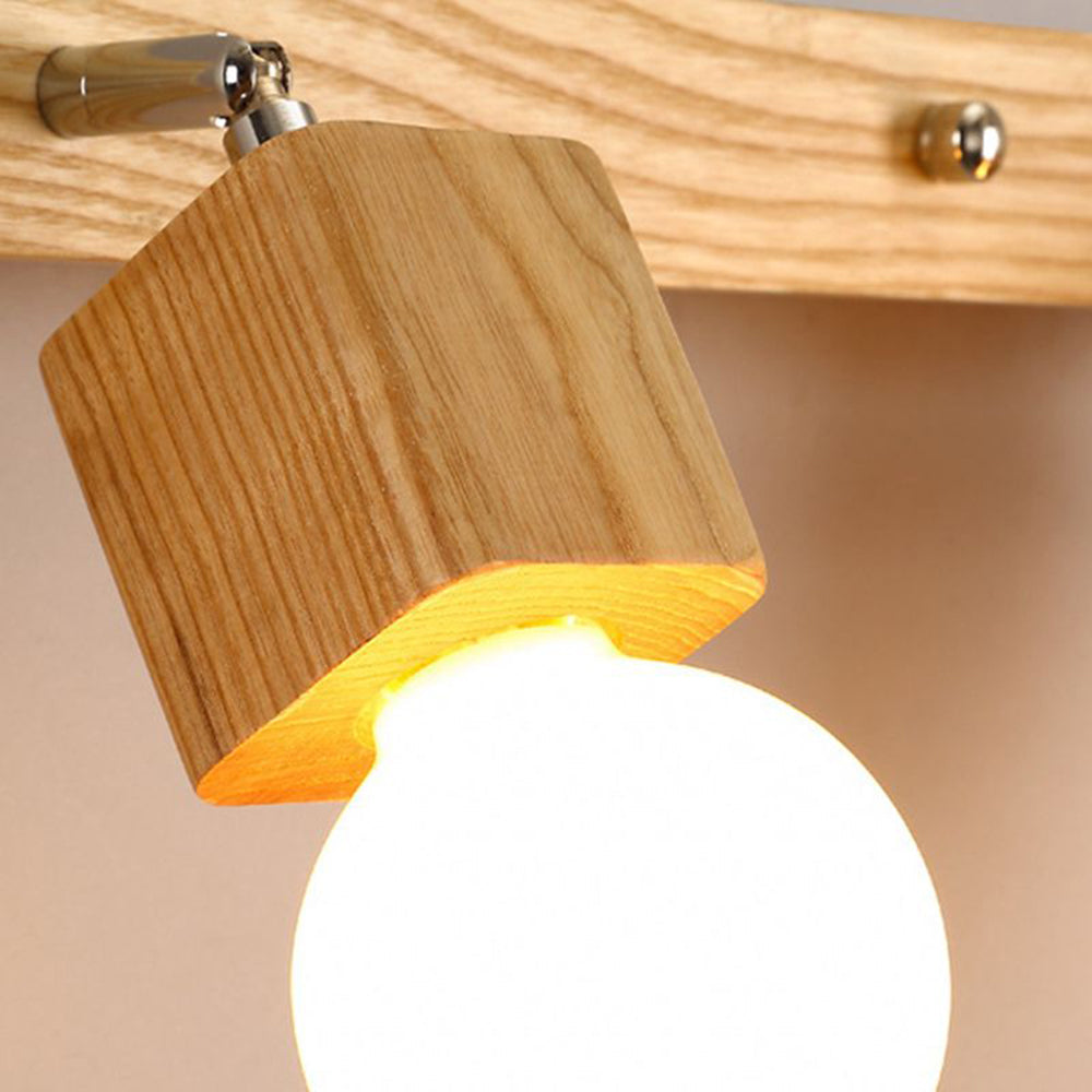 Muto Modern Square Globe Metal/Wood Wall Lamp, Vanity Light - Neutral Decor