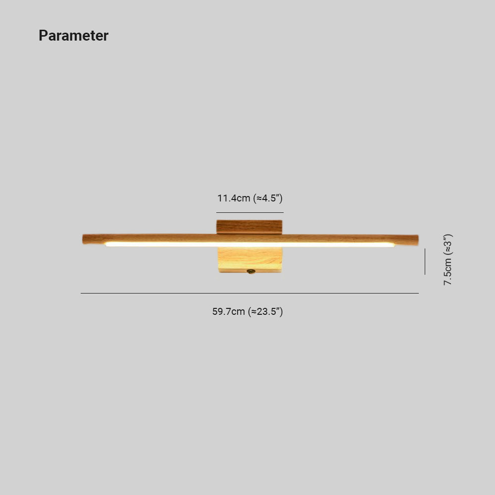 Muto Nature Wood Linear Mirror Front Vanity Wall Lamp - Neutral Decor