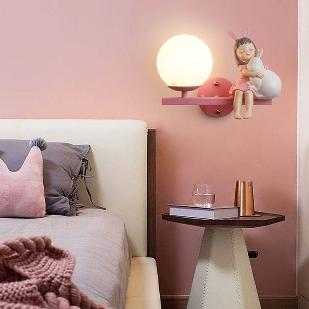 Aria Modern Metal/Glass Wall lamp, White & Pink - Neutral Decor
