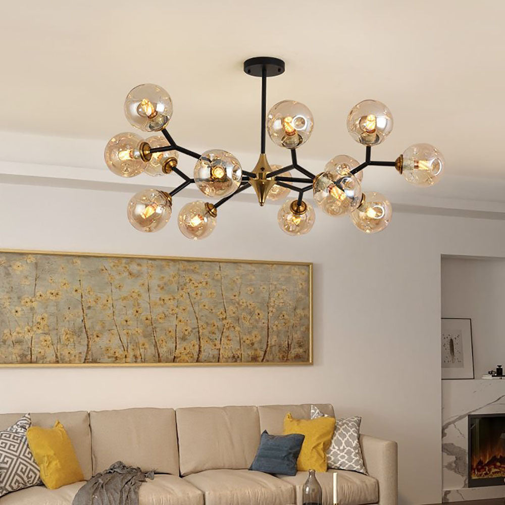 Valentina Art Deco Glass Bubble Chandelier, Amber - Neutral Decor