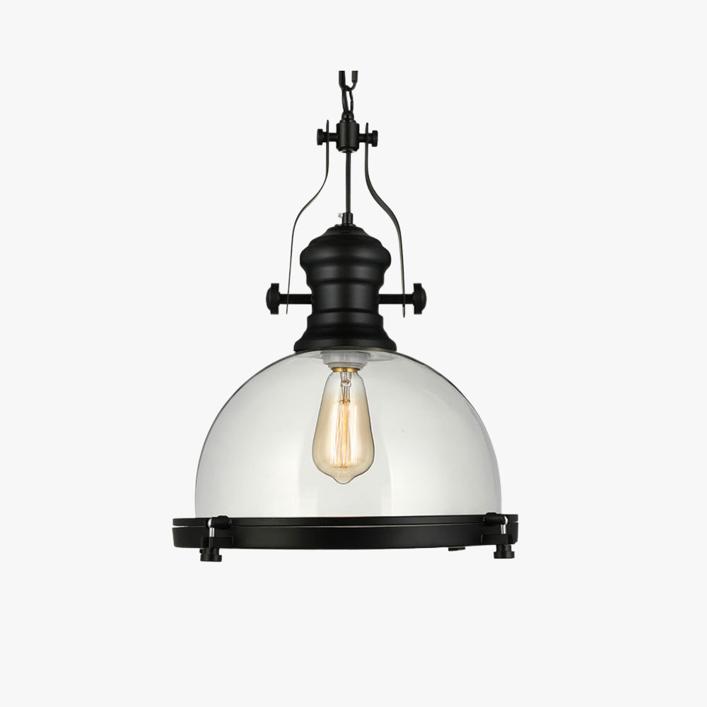 Silva Vintage Hemispherical Glass Pendant Light, Black - Neutral Decor