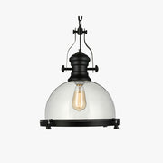 Silva Vintage Hemispherical Glass Pendant Light, Black - Neutral Decor