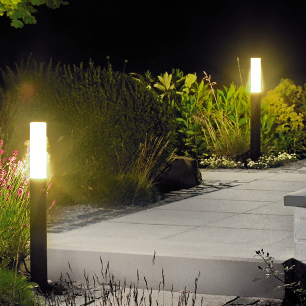 Ray Metal Cylindrical Outdoor Path Light, Black - Neutral Decor
