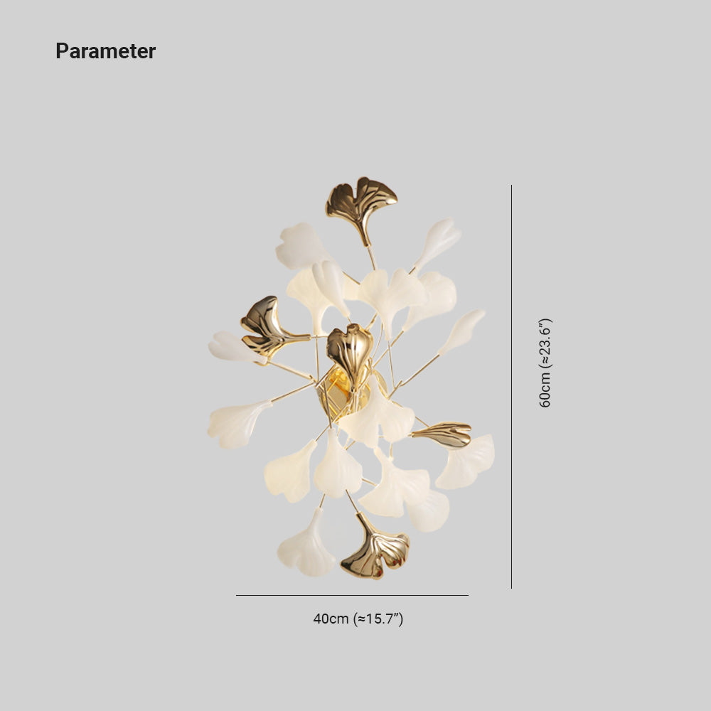 Olivia Decorative Flower in Golden White Ceramic Wall Lamp - Neutral Decor