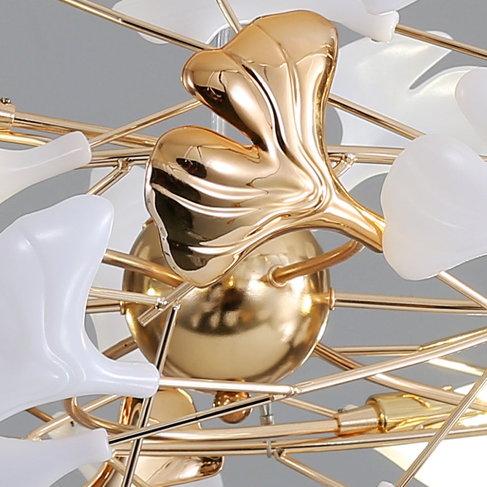 Olivia Ginkgo Leaf Modern Petal Shaped Metal Chandelier, Gold - Neutral Decor