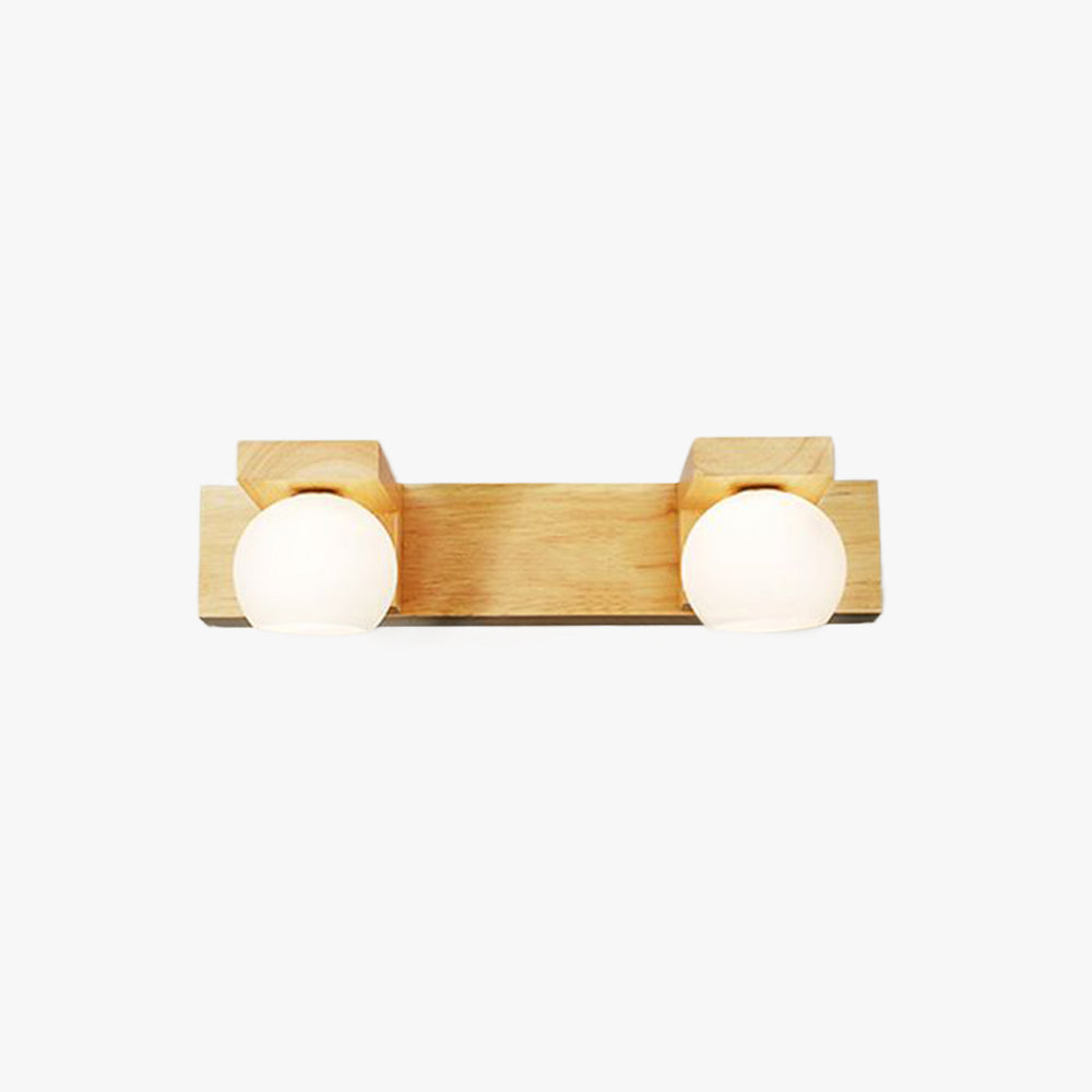 Muto Wooden Ball Mirror Front Vanity Wall Lamp, Log Color - Neutral Decor
