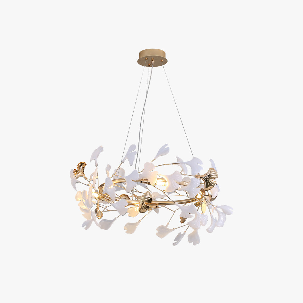 Olivia Ginkgo Leaf Modern Petal Shaped Metal Chandelier, Gold - Neutral Decor