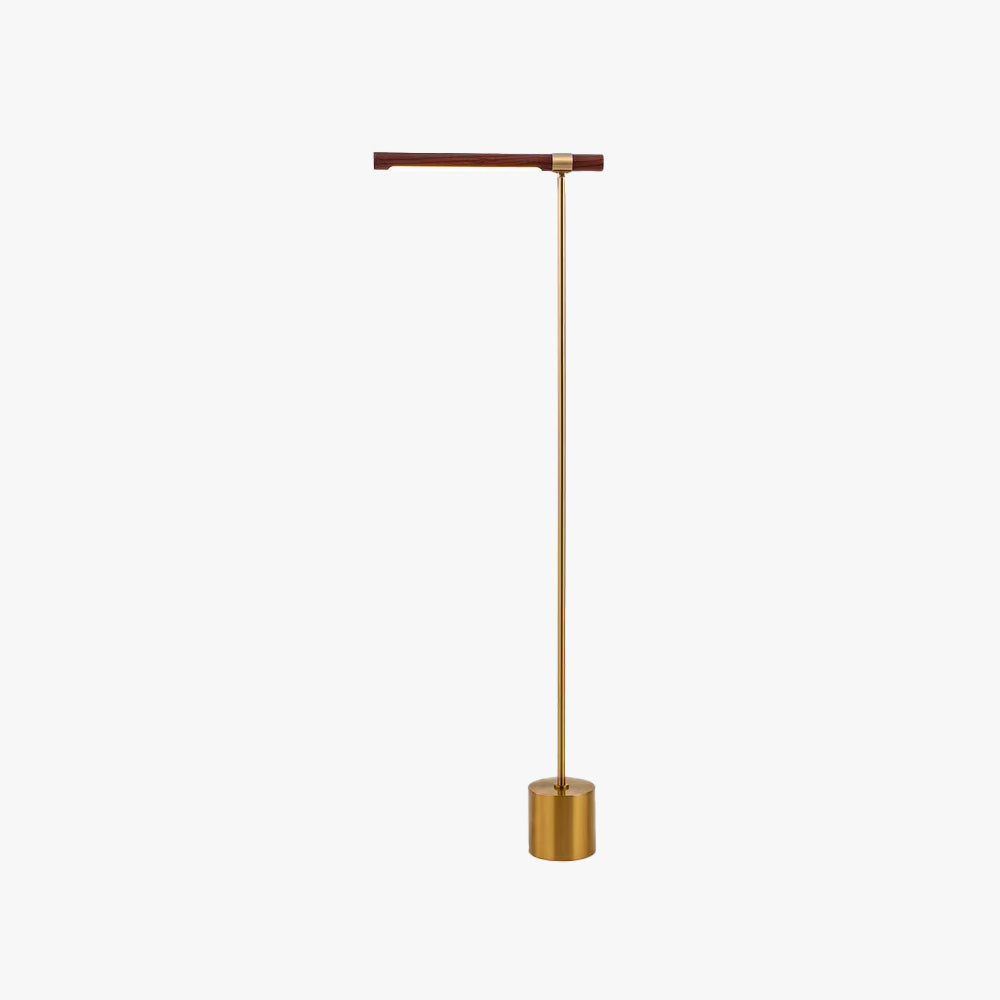 Edge Floor Lamp Linear Minimalist, Metal/Wood, Gold, Living Room - Neutral Decor