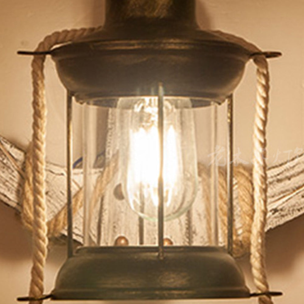 Epoch Anchor Lantern Wall Lamp, Vintage/Antique, Wood, Bedroom - Neutral Decor