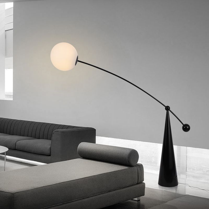 Valentina Floor Lamp Arc/Bubble Modern/Unique, Frosted Glass, White, Bedroom - Neutral Decor