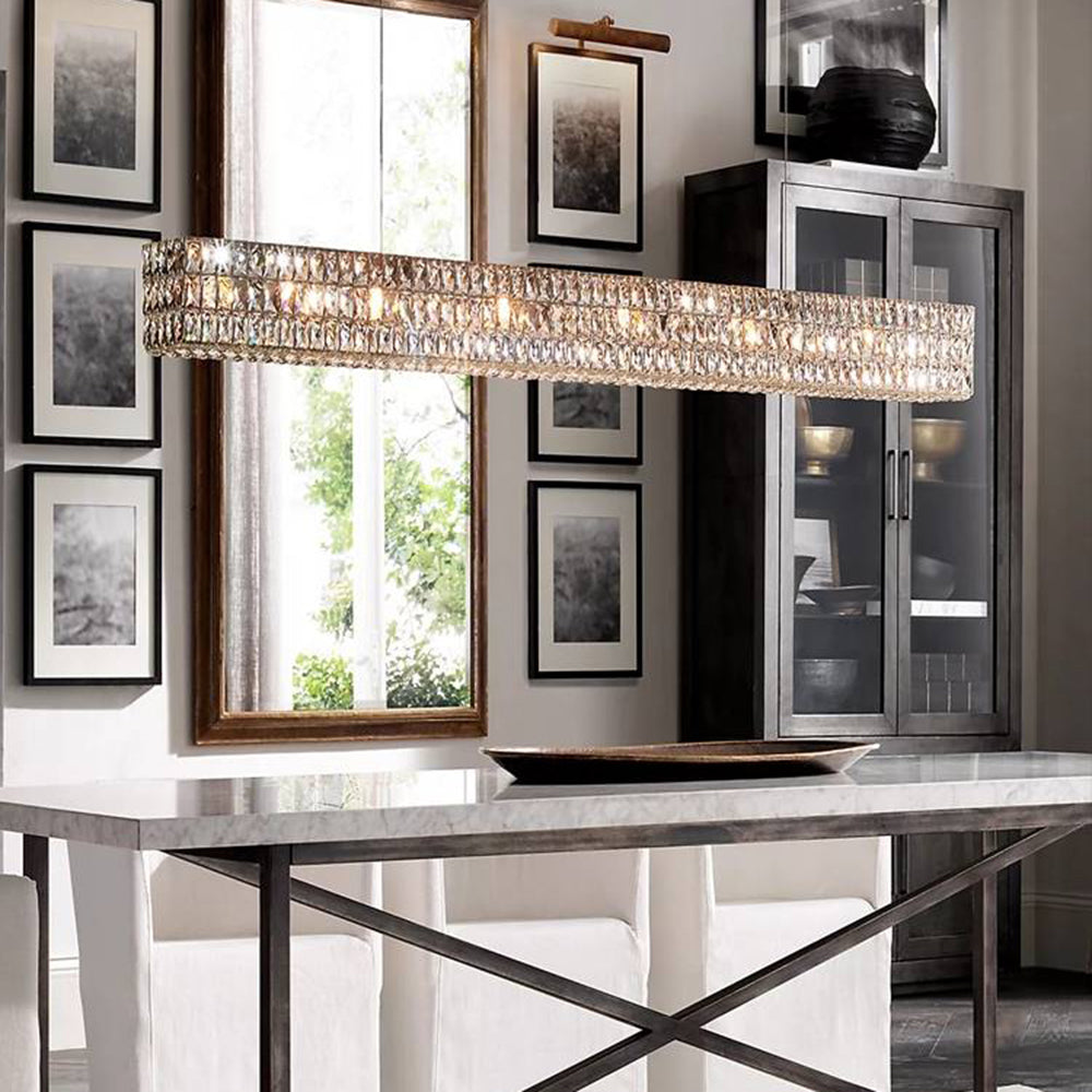 Kristy Rectangular Luxury Crystal Chandelier, 2 Colour - Neutral Decor