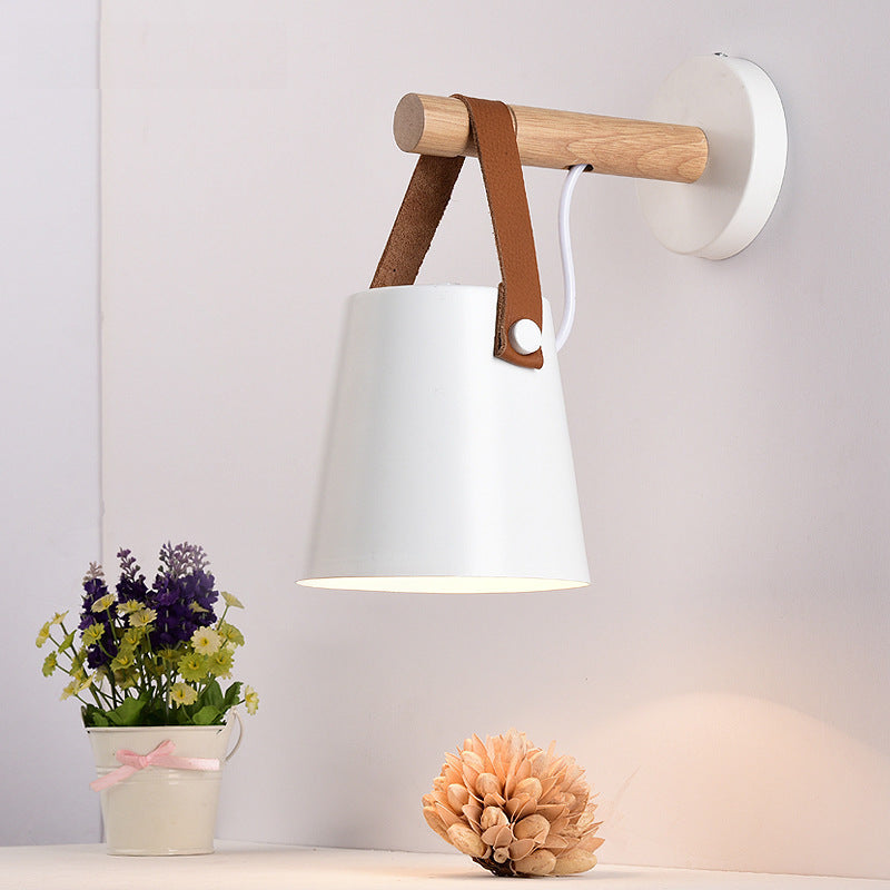 Alessio Modern Conical Metal Wood Indoor Wall Lamp Bedroom - Neutral Decor