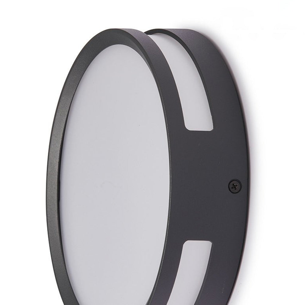 Ray Modern Round Metal/Acrylic Outdoor Waterproof Wall Lamp, Black - Neutral Decor
