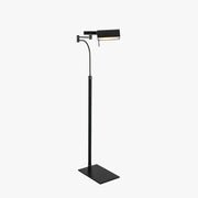 Salgado Design Modern Black Floor Lamp, Leather & Metal - Neutral Decor