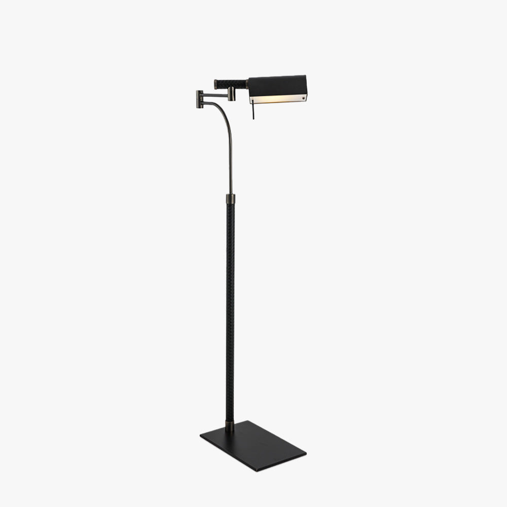 Salgado Design Modern Black Floor Lamp, Leather & Metal - Neutral Decor