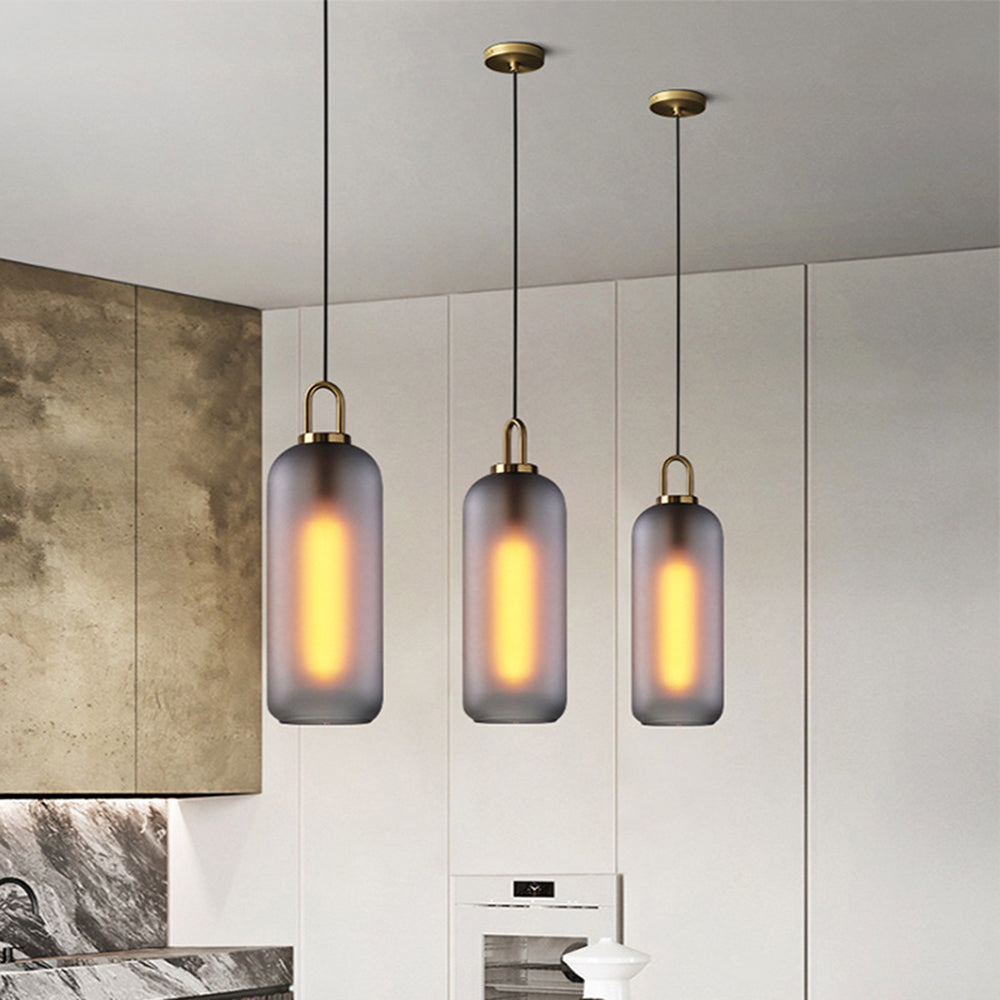 Valentina Clear& Glass Cylinder Pendant Light, 2 Color - Neutral Decor