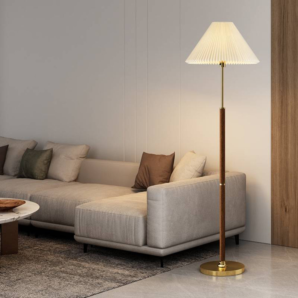 Ozawa Simple Walnut/Metal/Fabric, Table/Floor Lamp, Living Room - Neutral Decor