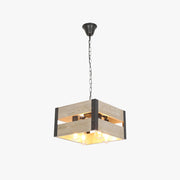 Silva Retro Square Metal & Wood Pendant Light, 4 Heads, 2 Style - Neutral Decor