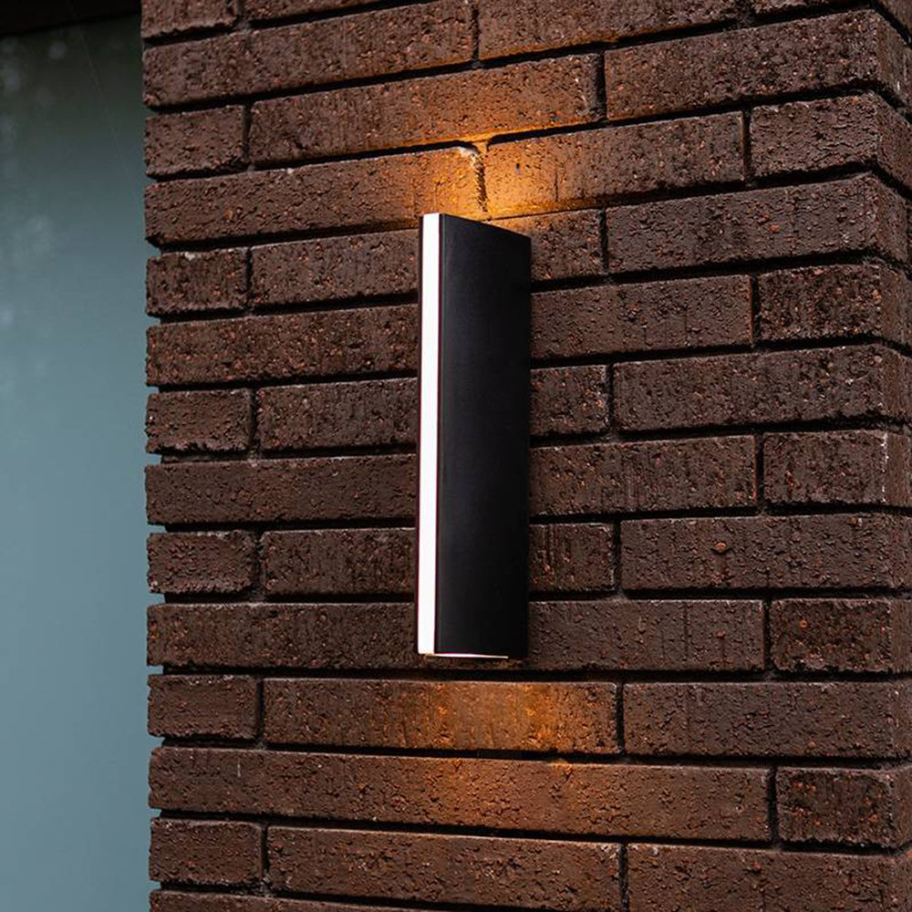 Ray Modern Triangular Prism Metal Outdoor Wall Lamp, Black/Silver - Neutral Decor