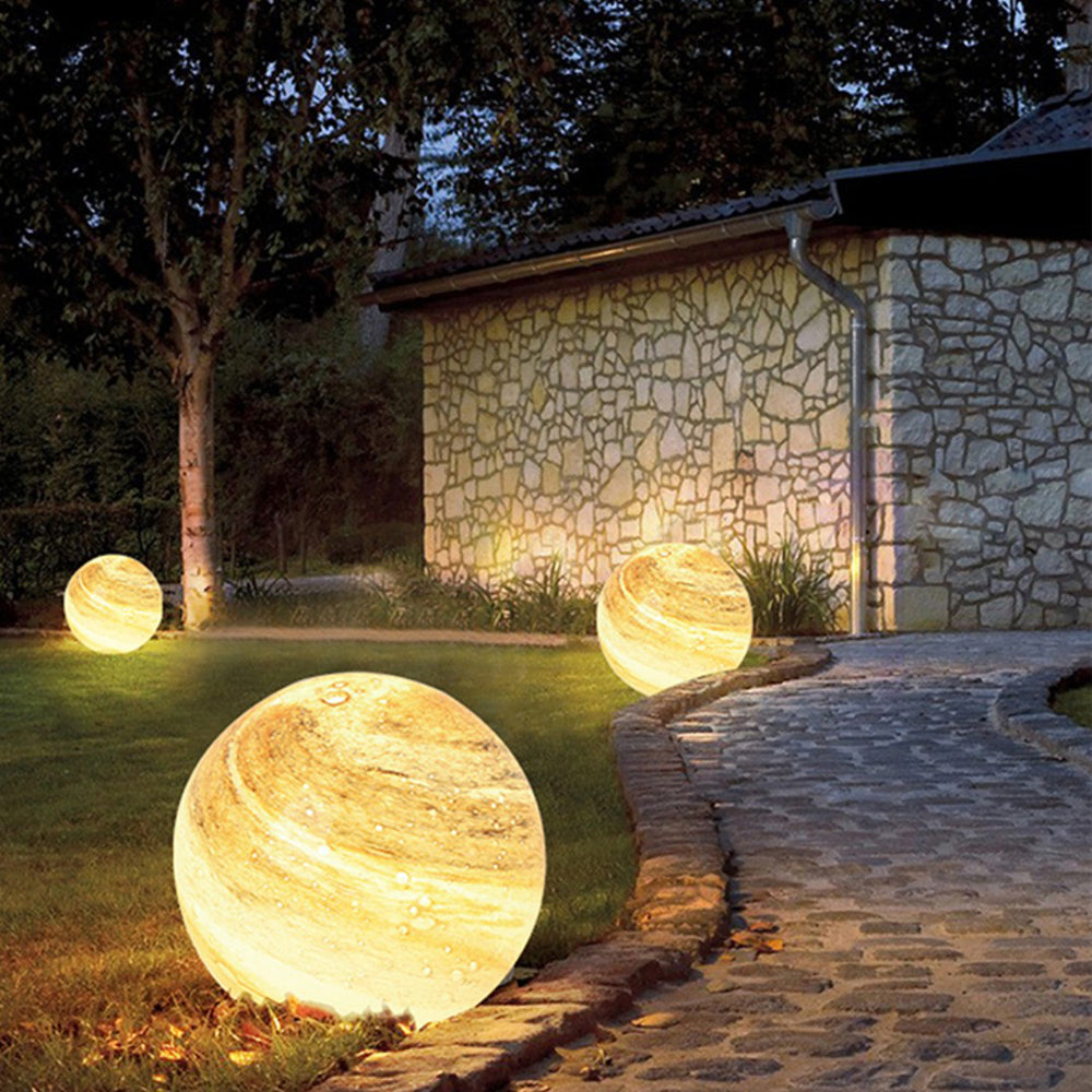 Ray Decorative Solar Acrylic Planet Outdoor Ground Light, Milk Curry/Blue - Neutral Decor