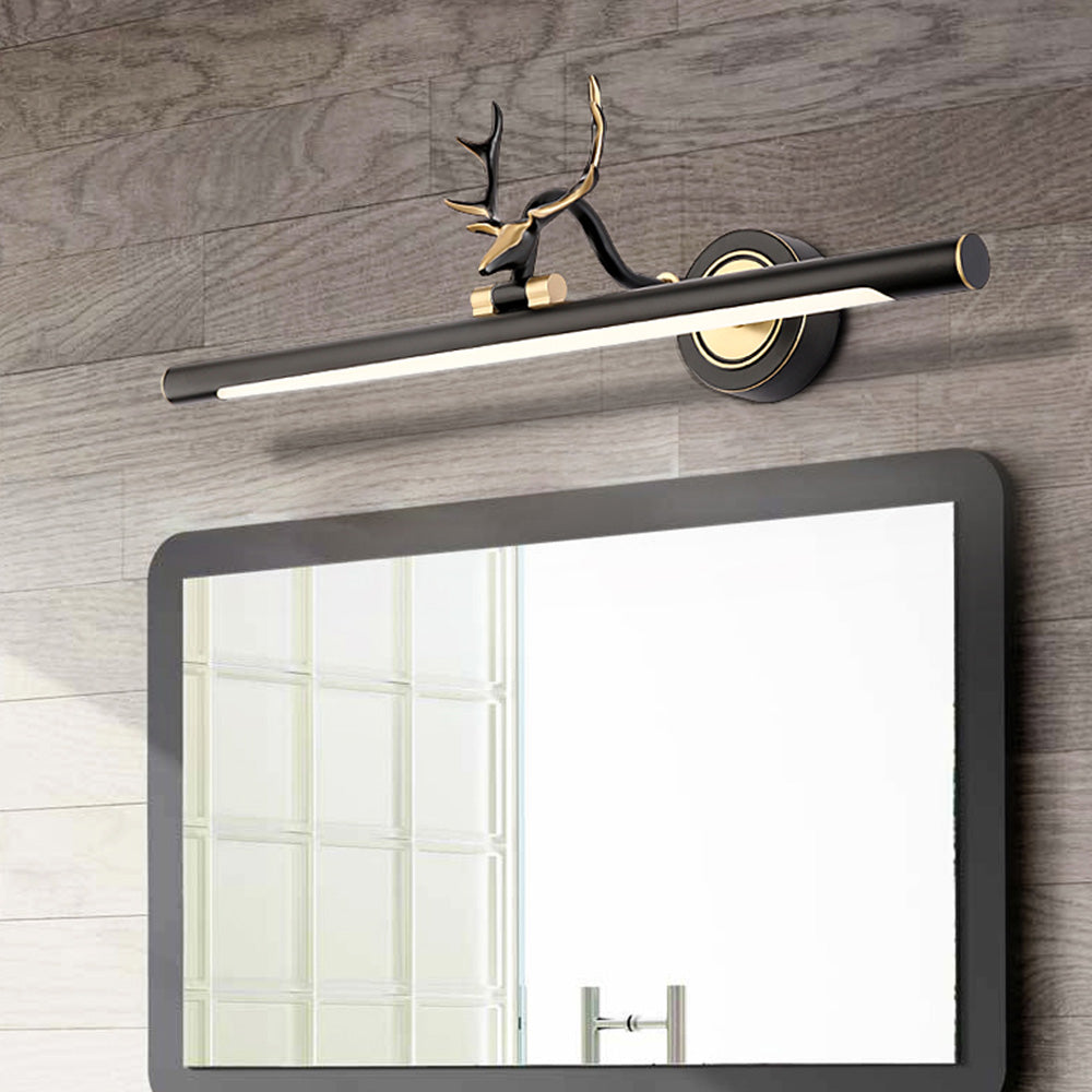 Arisha Decorative Deer Mirror Front Vanity Wall Lamp, Black/Gold - Neutral Decor