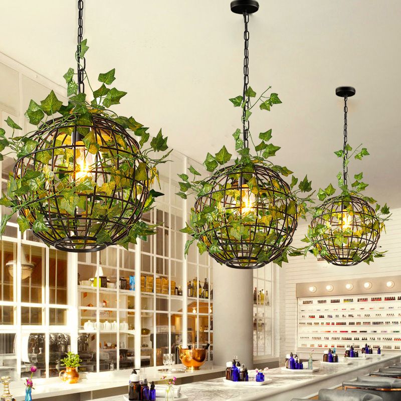 Ritta Rustic Plant Art Deco Globe Vine Pendant Light - Neutral Decor