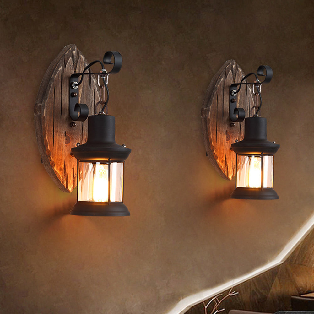 Epoch Wall Lamp Leaf Shape Vintage, Wood/Metal, Bedroom - Neutral Decor