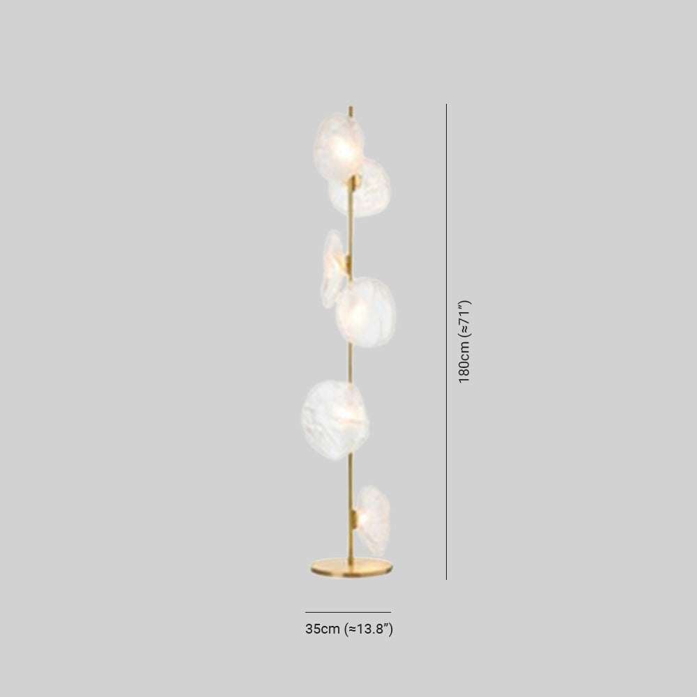 Byers Luxury Flower Metal/Glass Floor Lamp, Black/Gold/Grey - Neutral Decor