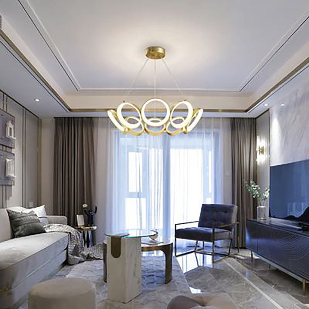 Arisha Luxury Ring Metal Pendant Light, Gold - Neutral Decor