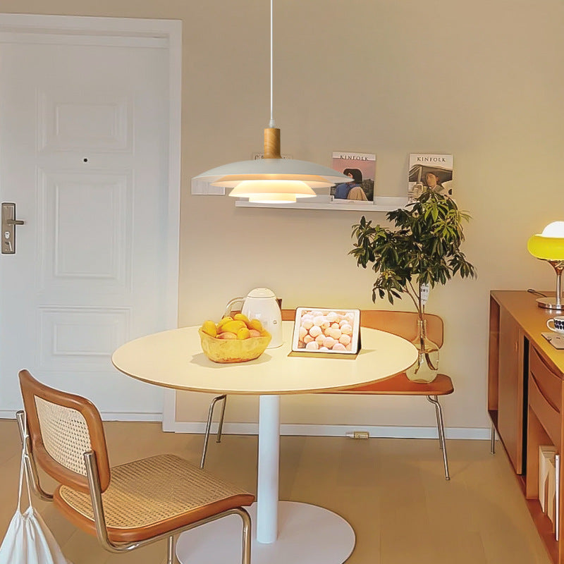 Valentina Modern LED Pendant Light White Wood Metal Bedroom - Neutral Decor