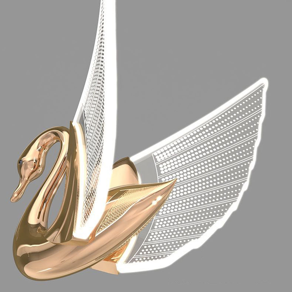 Arisha Art Deco Swan Acrylic/Metal Wall Lamp, Gold/Rose Gold - Neutral Decor