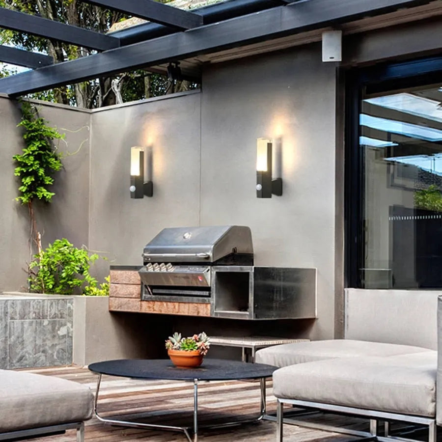 Ray Modern Rectangular Double- Head Metal Outdoor Wall Lamp - Neutral Decor