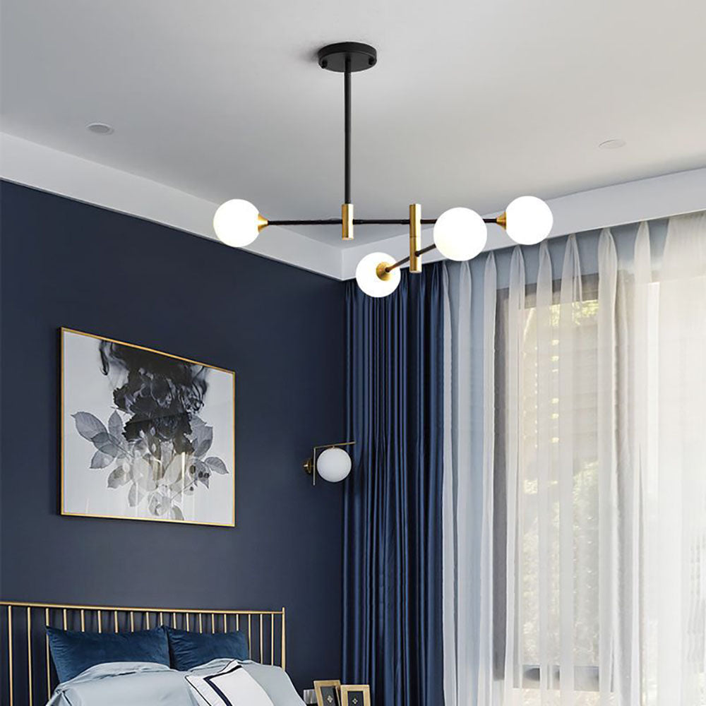 Valentina Nordic Spherical Bubble Metal/Glass Chandelier, Black/Gold - Neutral Decor